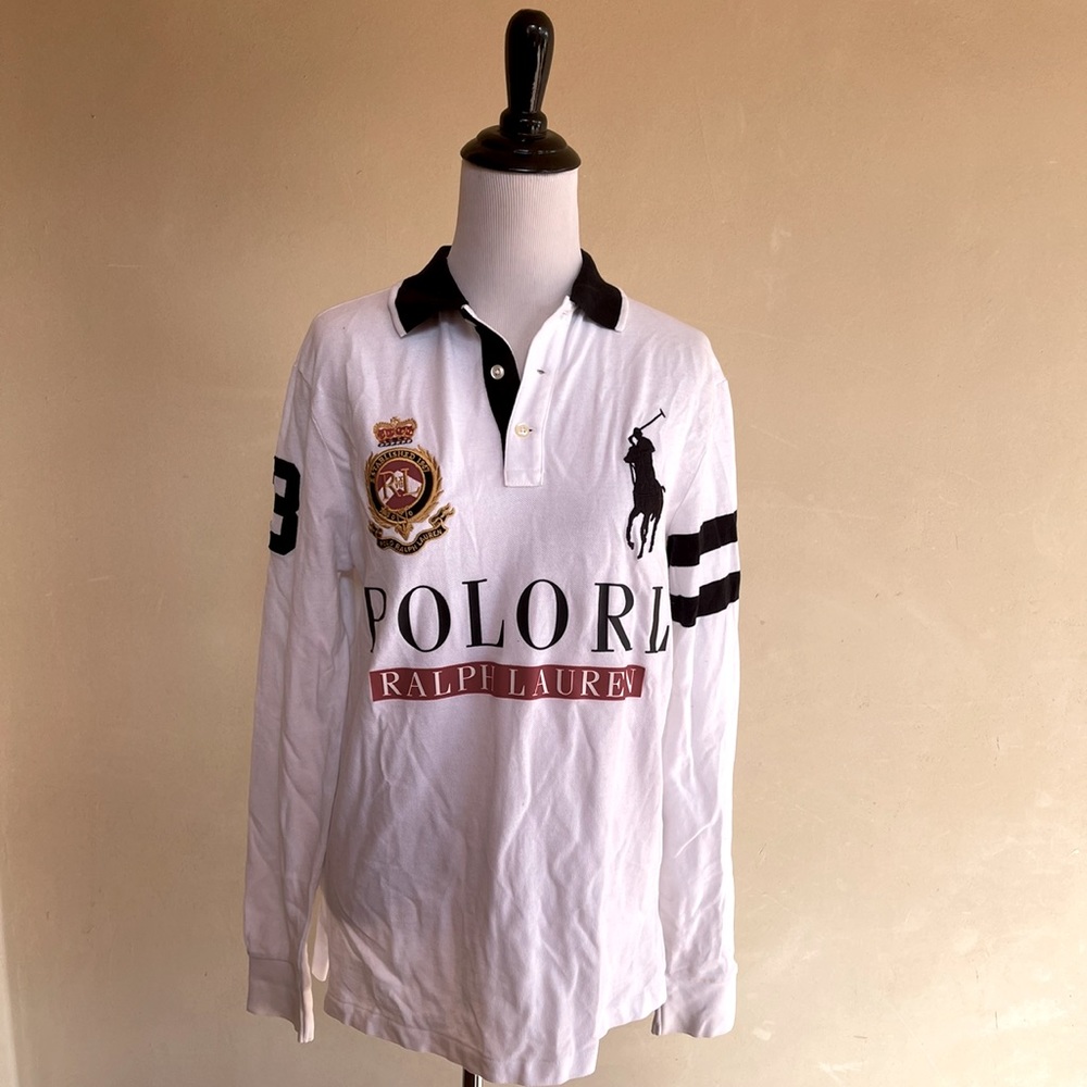 POLO RALPH LAUREN Custom Slim Fit Long Sleeve Equestrian Embroidered Crest Pony